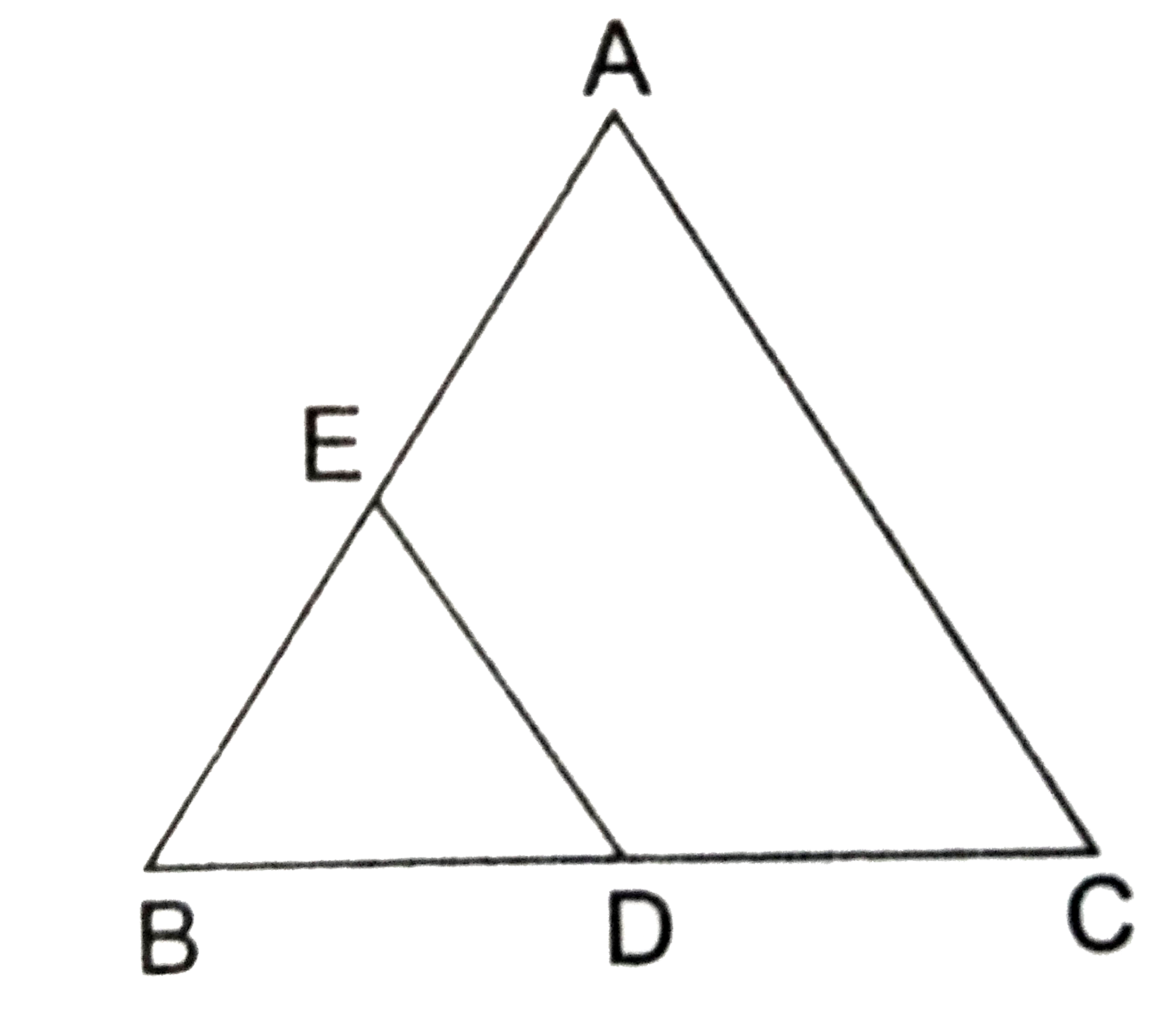 triangleABC and triangleBDE are two equilateral triangles such that D is the midpoint of BC. Then, ar(triangleBDE): ar(triangleABC) = ?