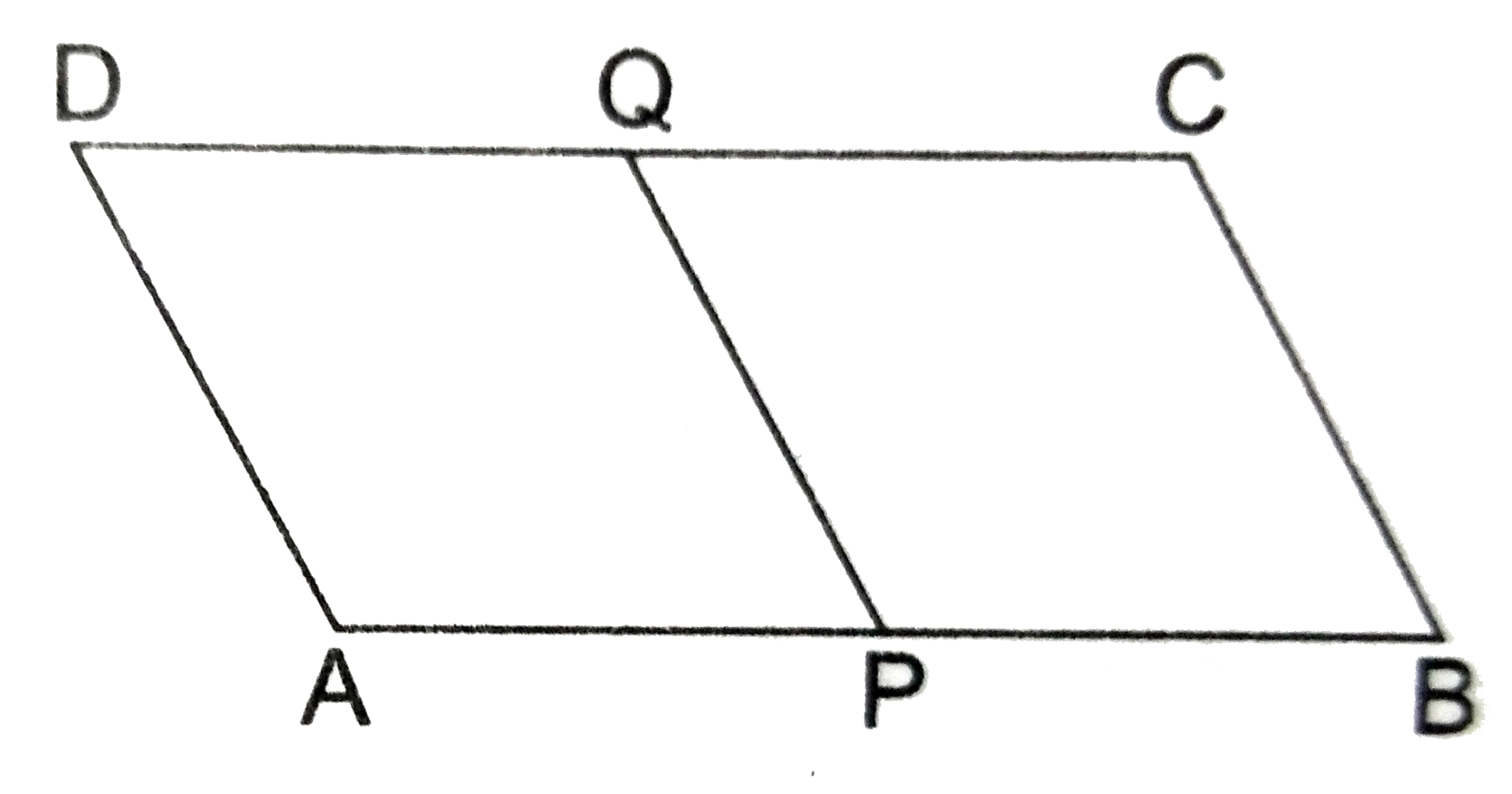 In a ||^(gm) ABCD, if P and Q are midpoints of AB and CD respectively and ar(||^(gm) ABCD) = 16 cm^(2) then ar (||^(gm) APQD) = ?