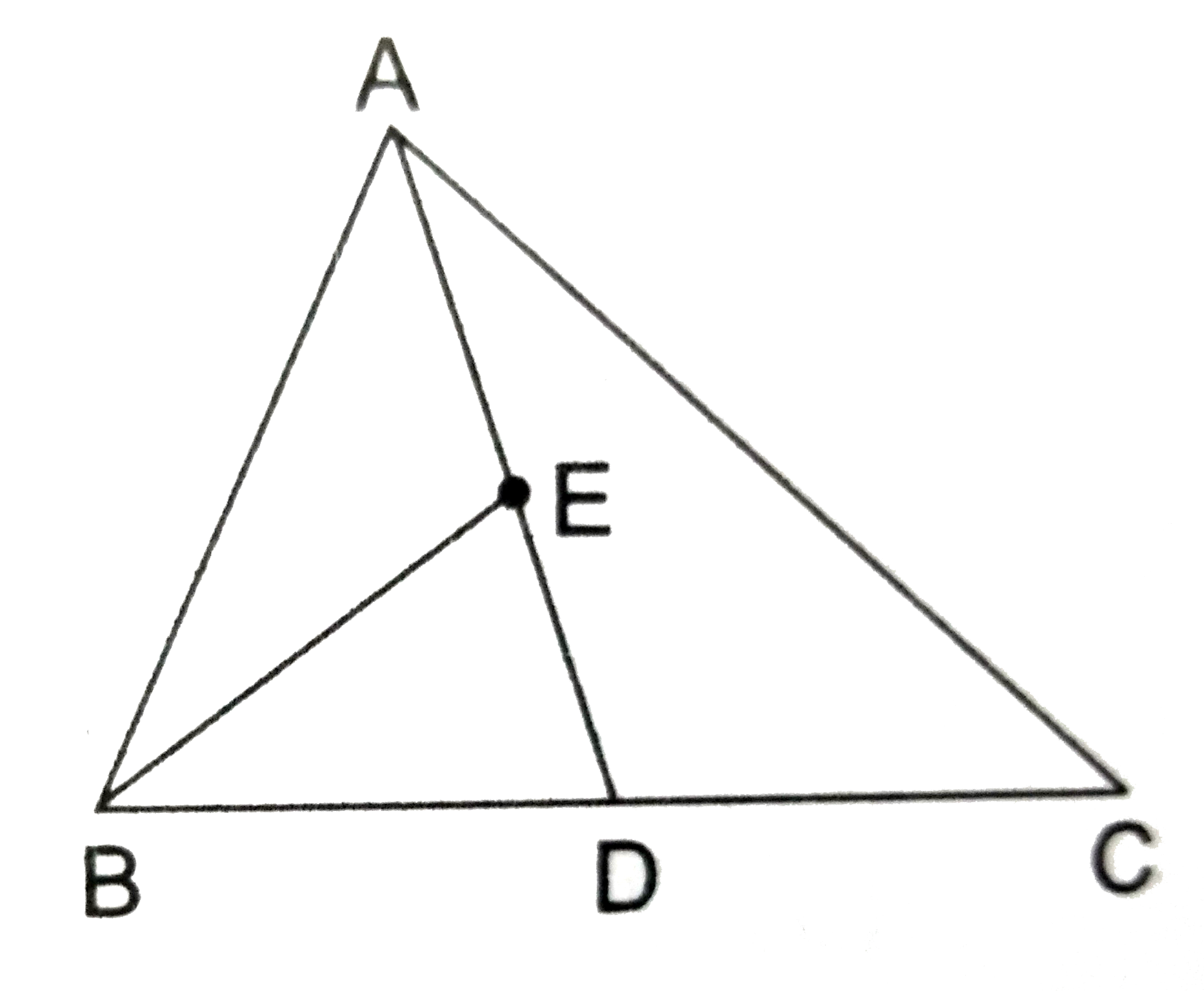 In triangleABC, if D is the midpoint of BC and E is the midpoint of AD then ar(triangleBED) = ?