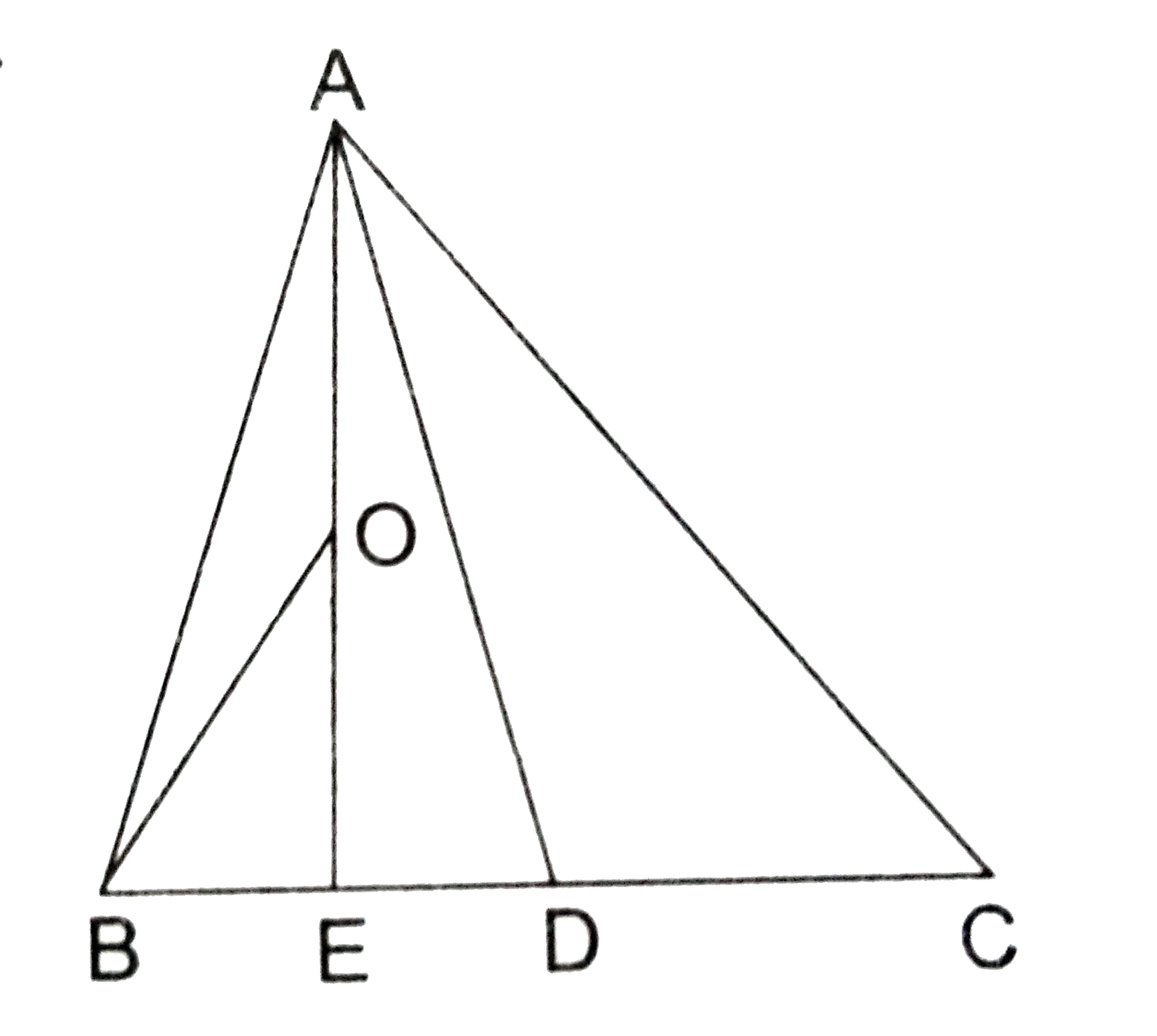 In triangleABC, it is given that D is the midpoint of BC, E is the midpoint of BD and O is the midpoint of AE. Then, ar(triangleBOE) = ?