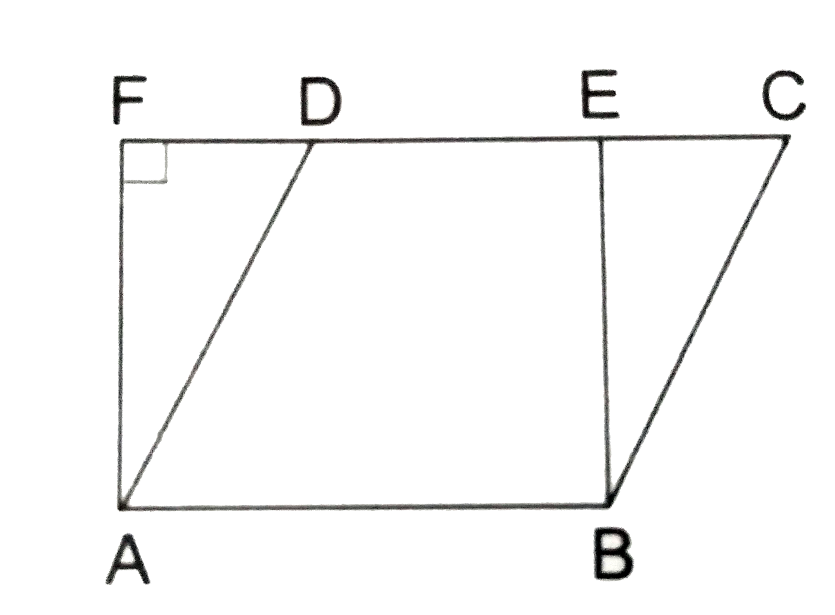 In the given figure, a ||gm  ABCD and a rectangle ABEF are of equal area. Then,