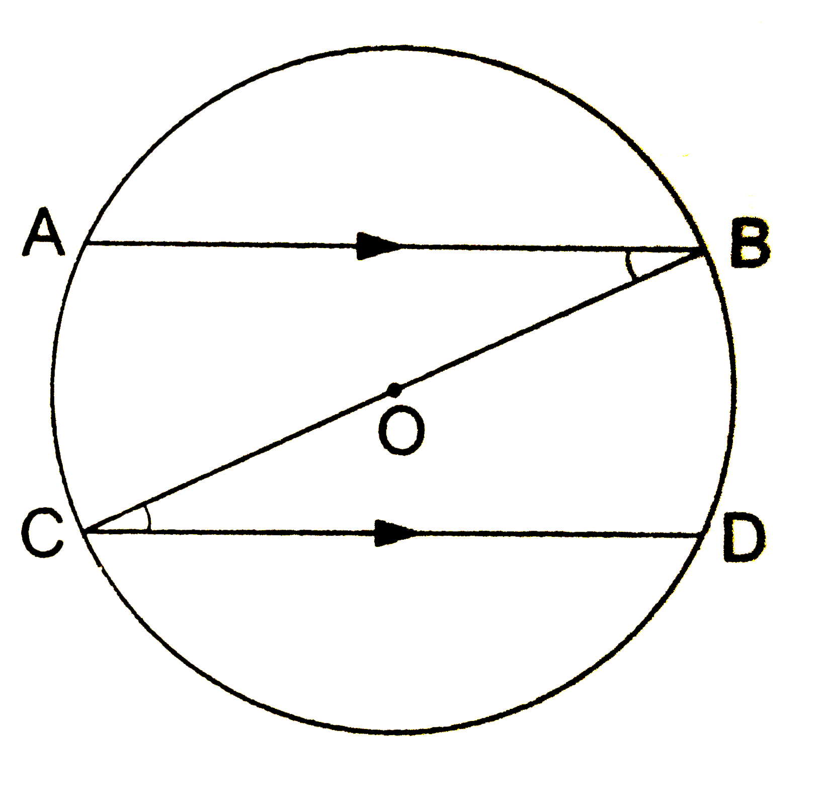 In the adjoining figure, BC is a diameter of a circle with centre O. If AB and CD are two chords such that AB || CD, prove that  AB=CD