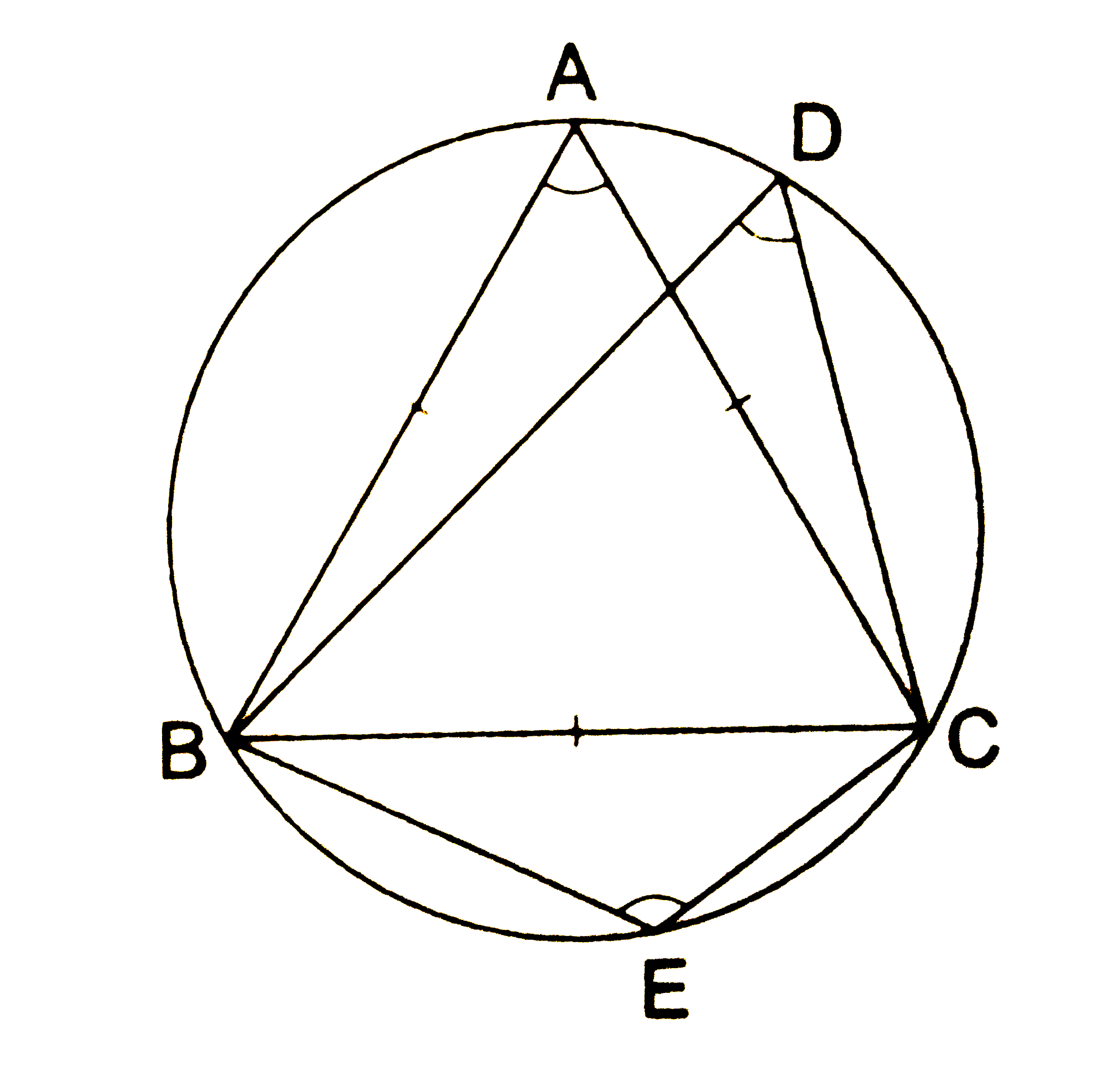 In the given figure, , Delta ABC is equilateral . Find (i) / BDC ,    (ii) / BEC.