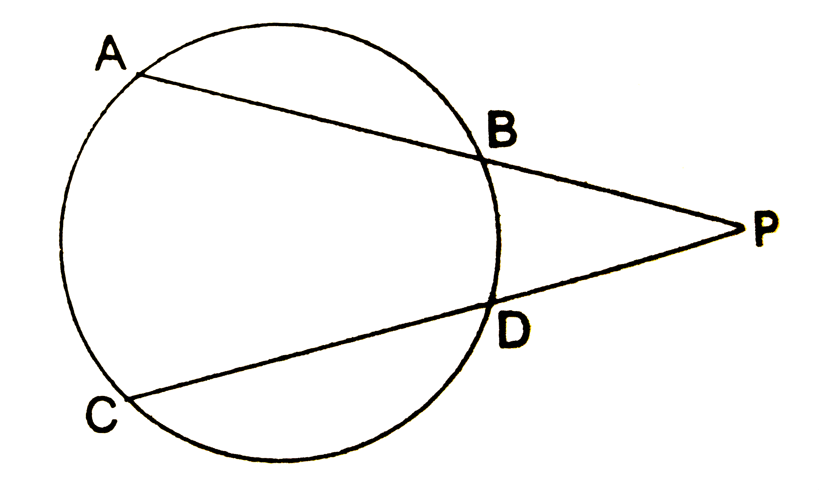 Two chords AB and CD of a circle intersect each other at P outside the circle. If AB =6cm,  BP = 2 cm and PD = 2.5cm , find CD.