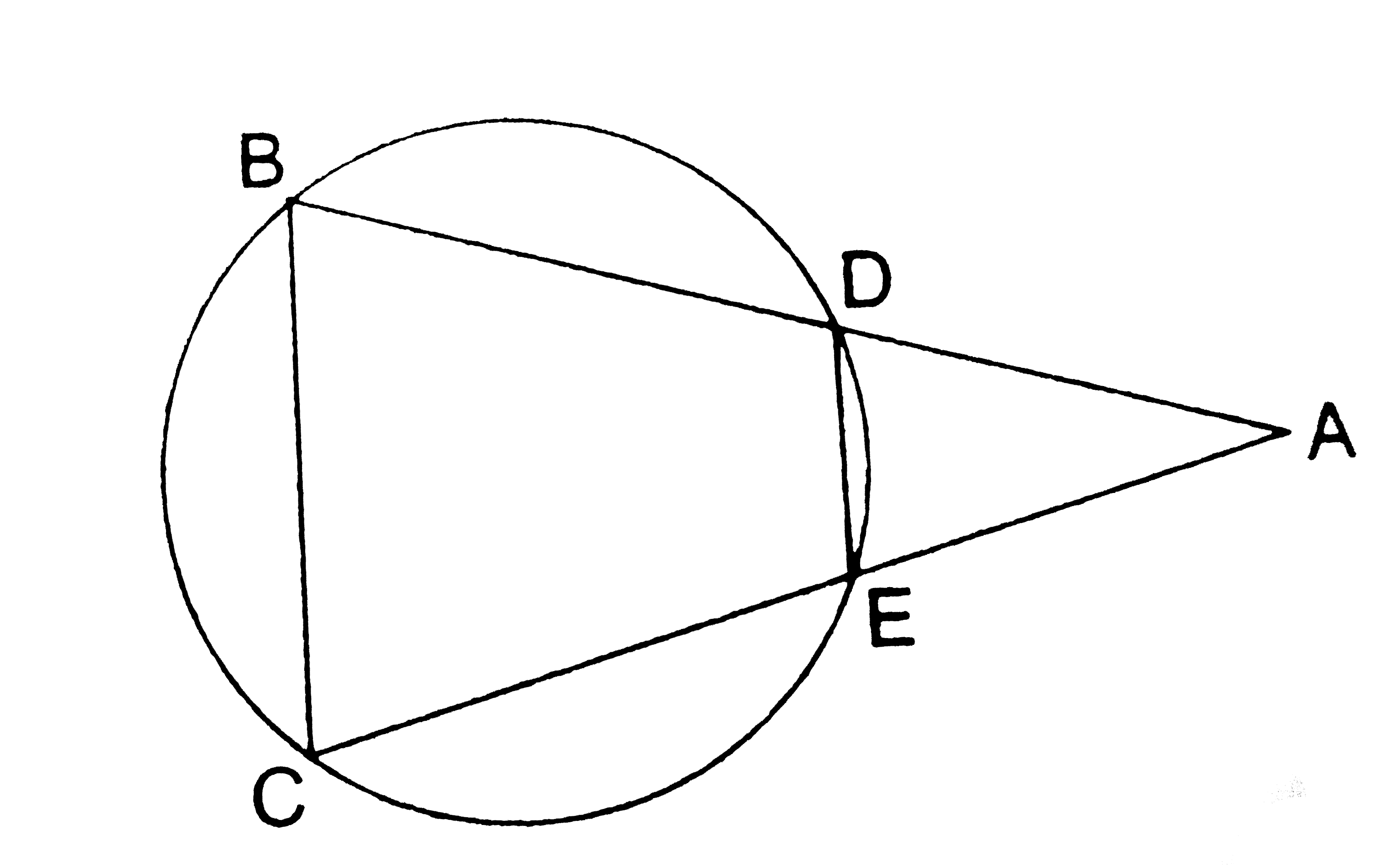 In the given figure, Delta ABC is an isosceles triangle in which AB = AC and a circle passing through B and C intersects AB and AC at D and E respectively. Prove that DE||BC