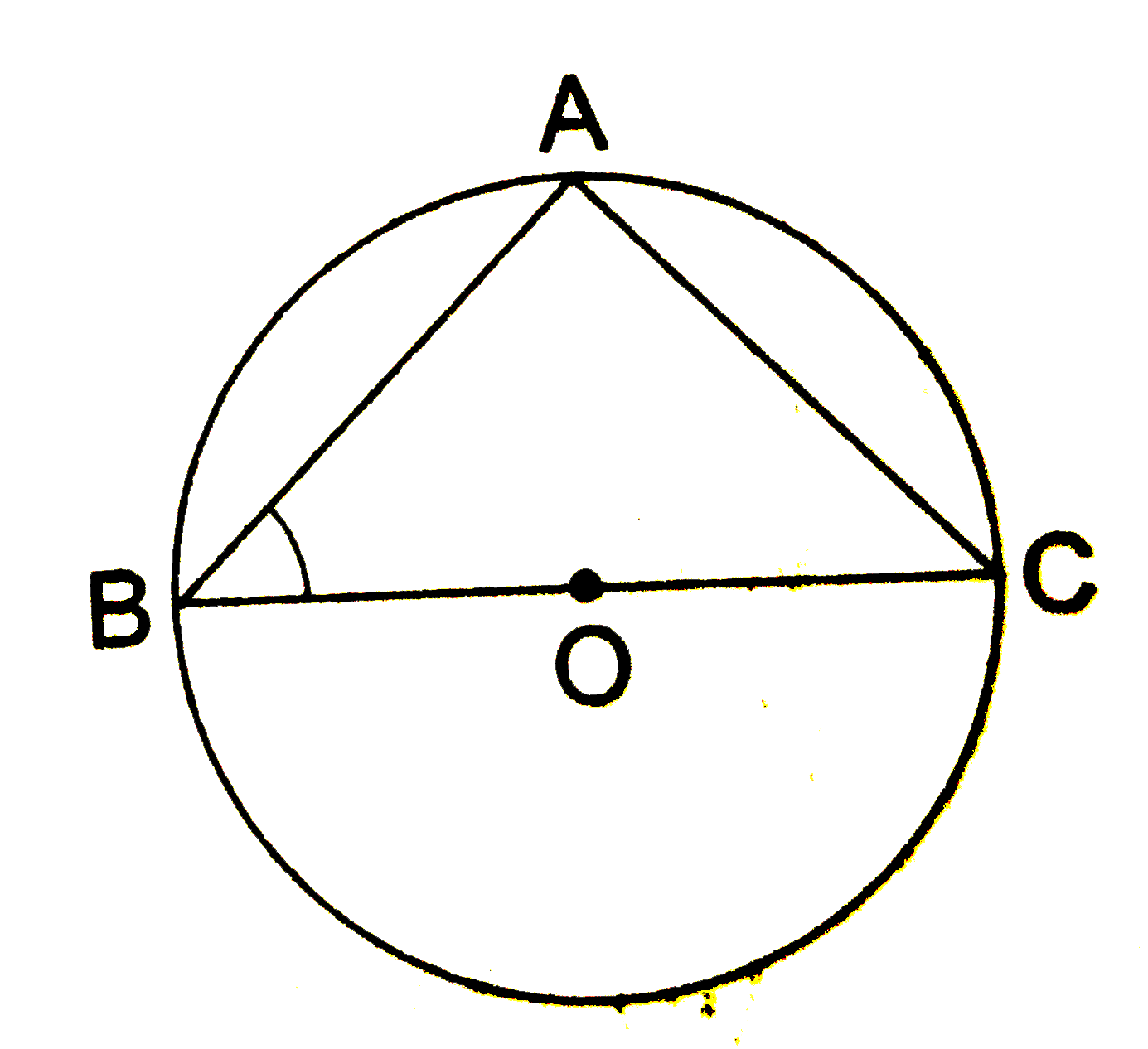 In the given figure, BOC is a diameter of a circle and AB =AC . Then , / ABC  = ?