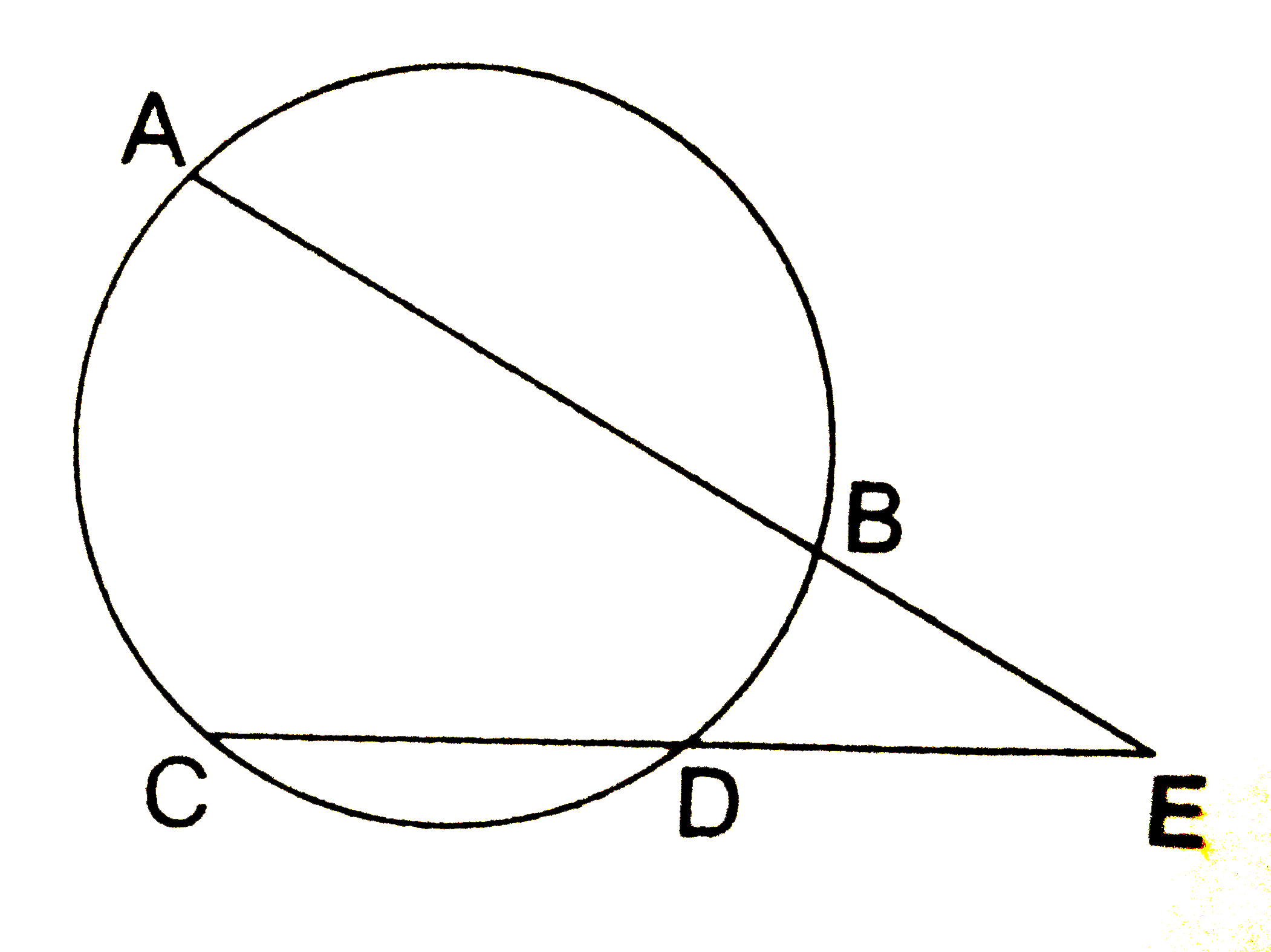 Two chords AB and CD of a circle intersect each other at a point E outside the circle. If AB= 11 cm, BE = 3cm  and DE = 3.5cm, then CD = ?