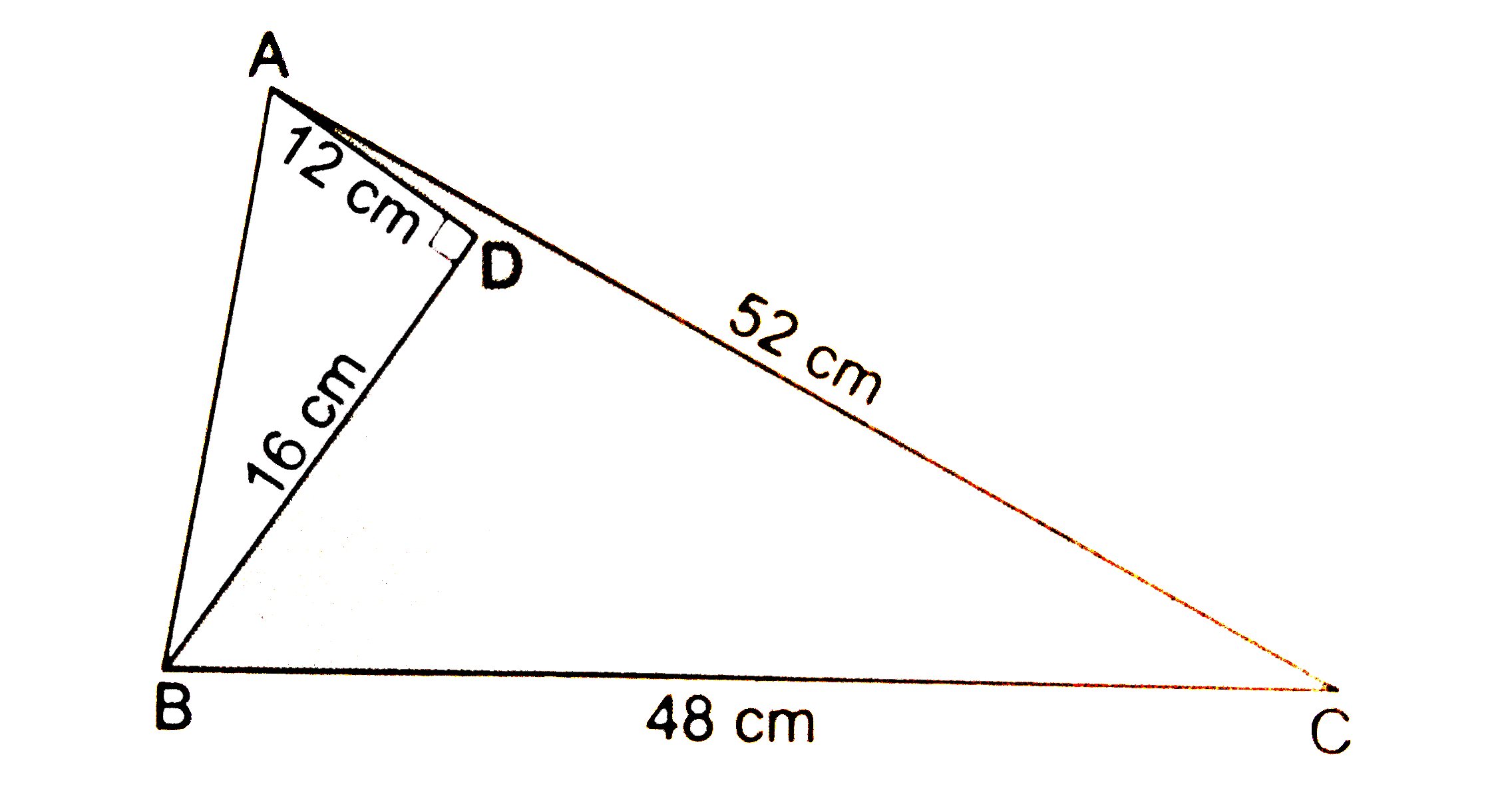 Find the area of the shaded region in the figure given below: