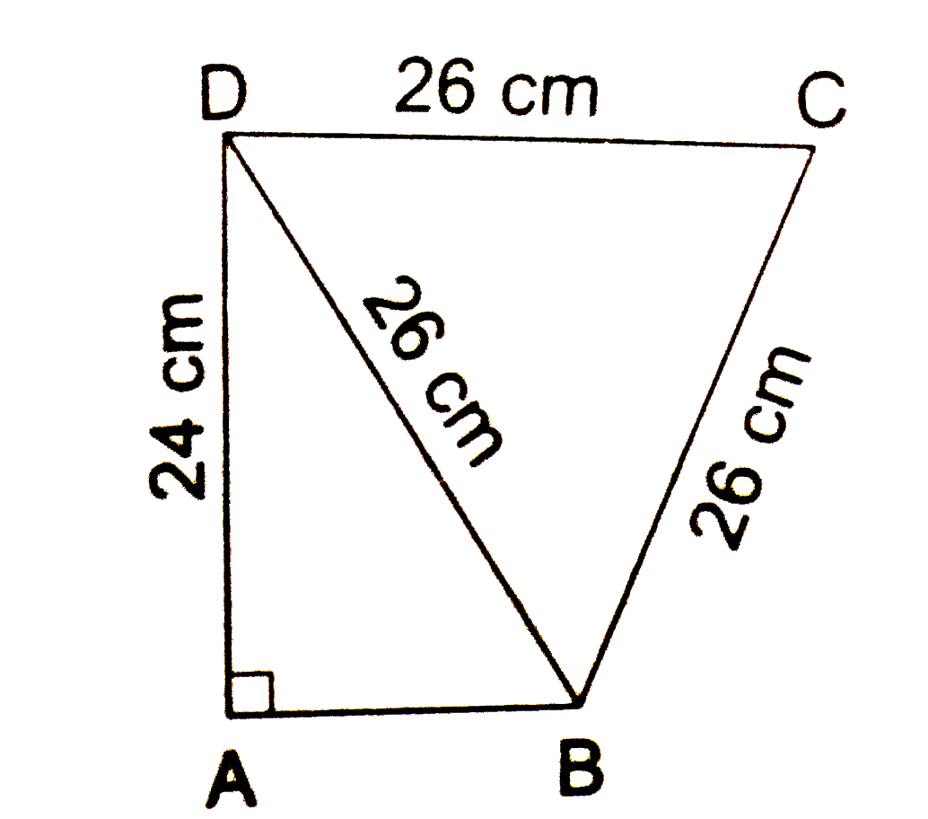 Find the area of the quadrilateral ABCD in Which BCD is an equilateral triangle, each of whose sides is 26 cm, AD = 24 cm and angle BAD = 90^(@). Also, find the perimeter of the quadrilateral. (Given, sqrt(3)=1.73.)