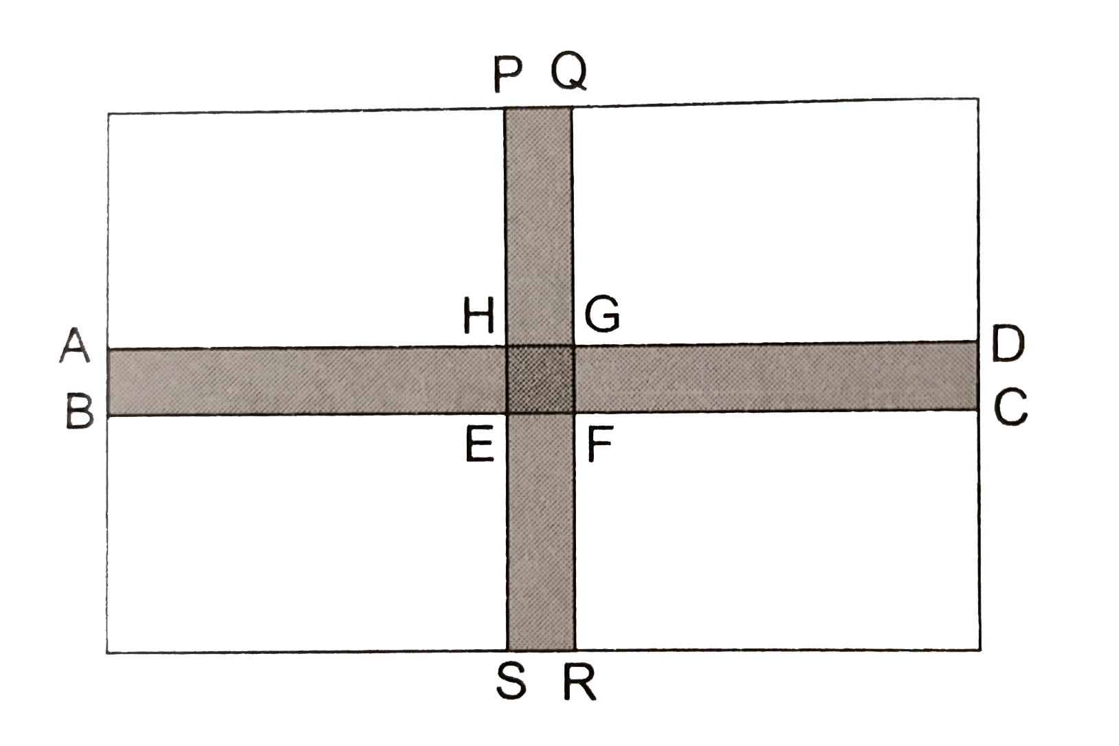 A rectangular lawn, 74 m by 60 m, has two roads, each road 4 m wide, running through the middle of the lawn, one parallel to length and the other parallel to breadth, as shown in the figure. Find the cost of gravelling the roads at Rs. 50 per m^(2).