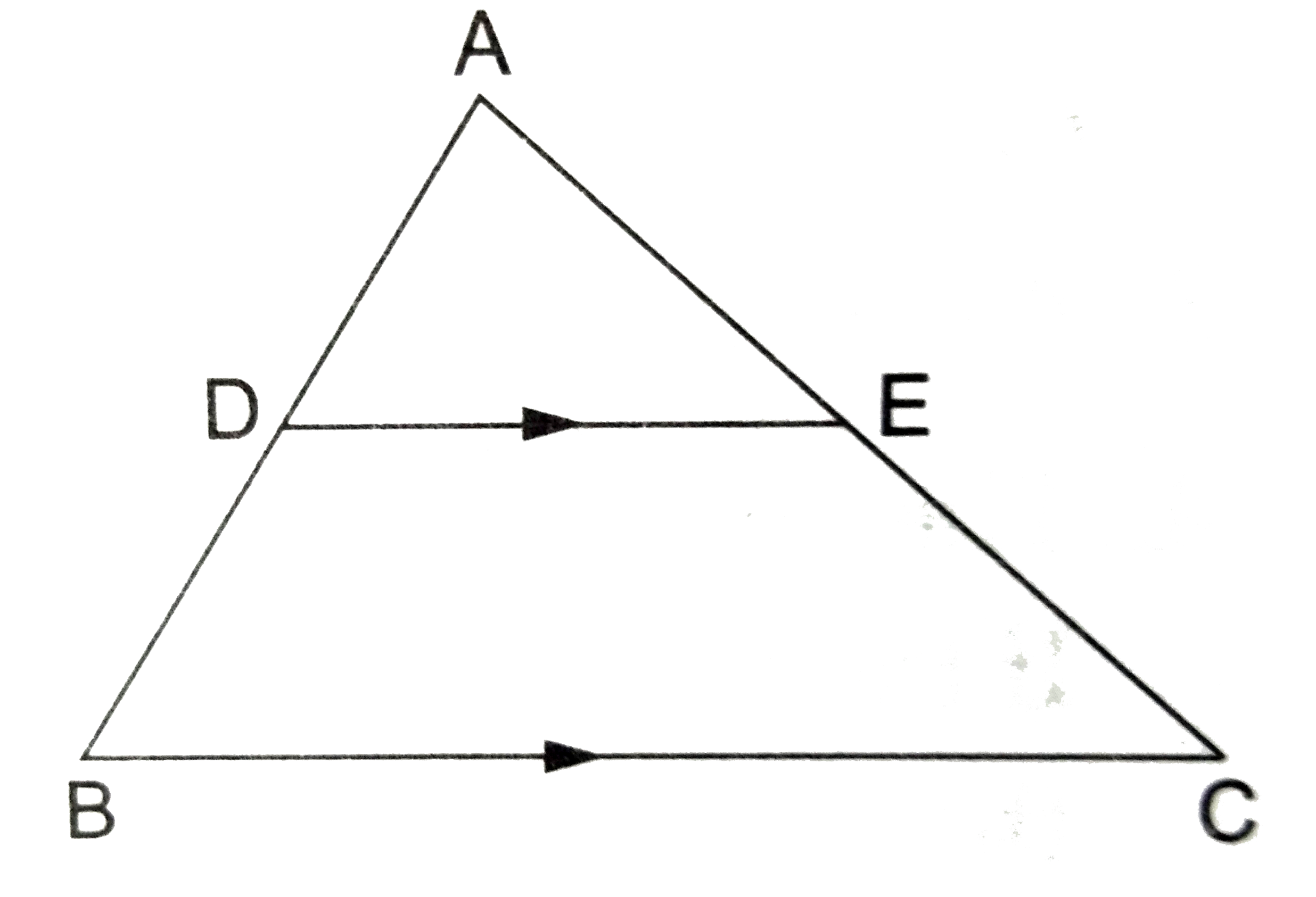 In the given  figure, DE||BC and DE:BC=3:5. Calculate the ratio of areas of Delta ADE and the trpezium BCED.