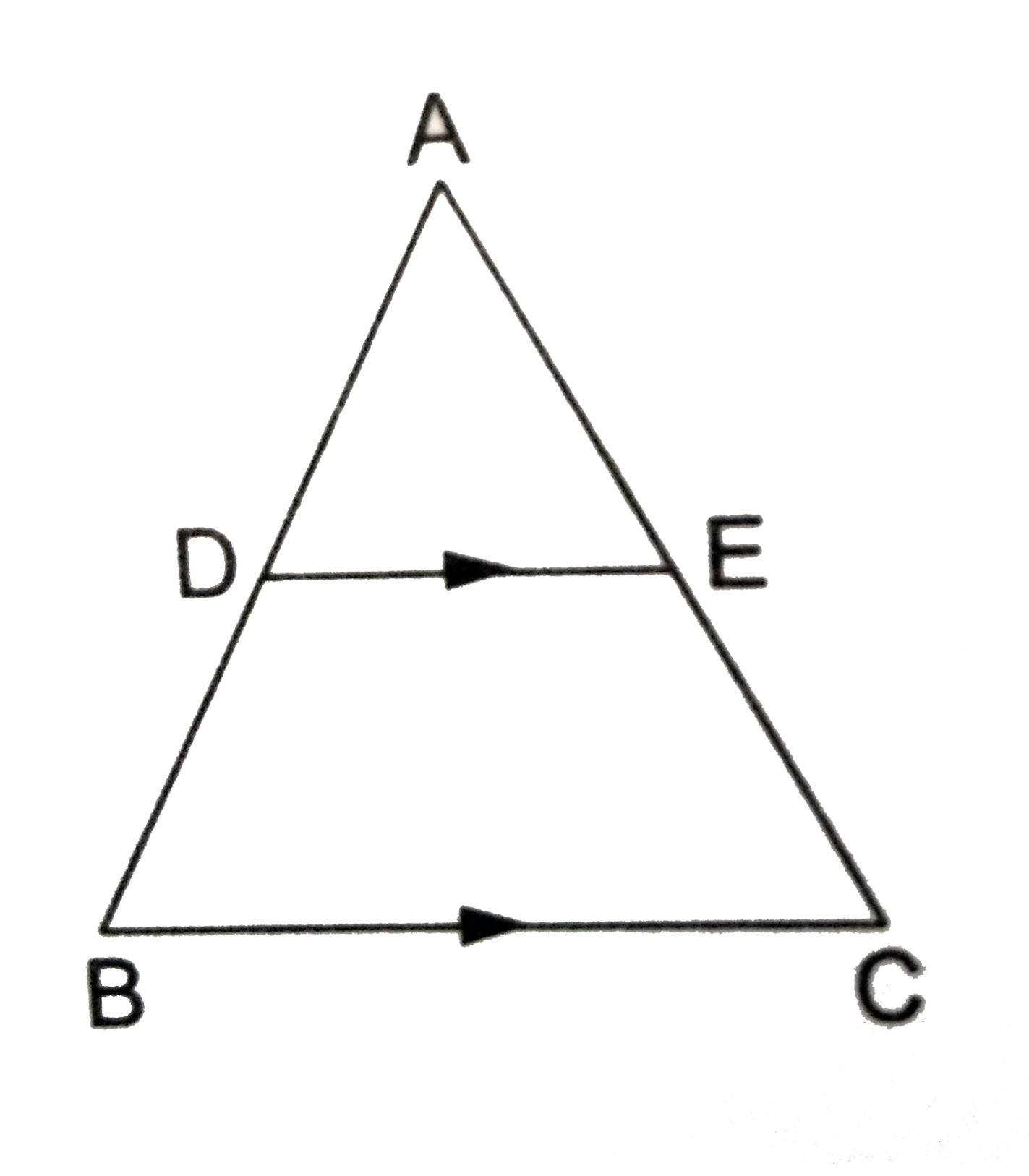 In the given figure, DE|||BC,AD=2cm, BD=2.5 cm, AE= 3.2cm and DE=4 cm. Find AC and BC.