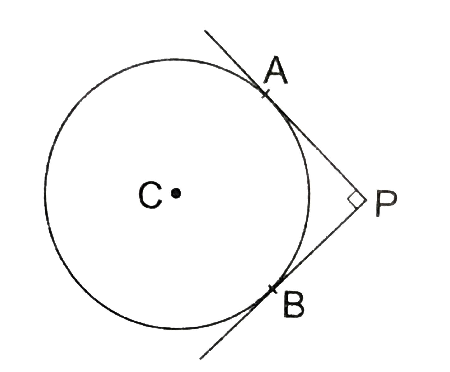 In the given figure, PA and PB are two tangents drawn from an external point P to a circle with centre C and radius 4cm. If PAbotPB, then the length of each tangent is