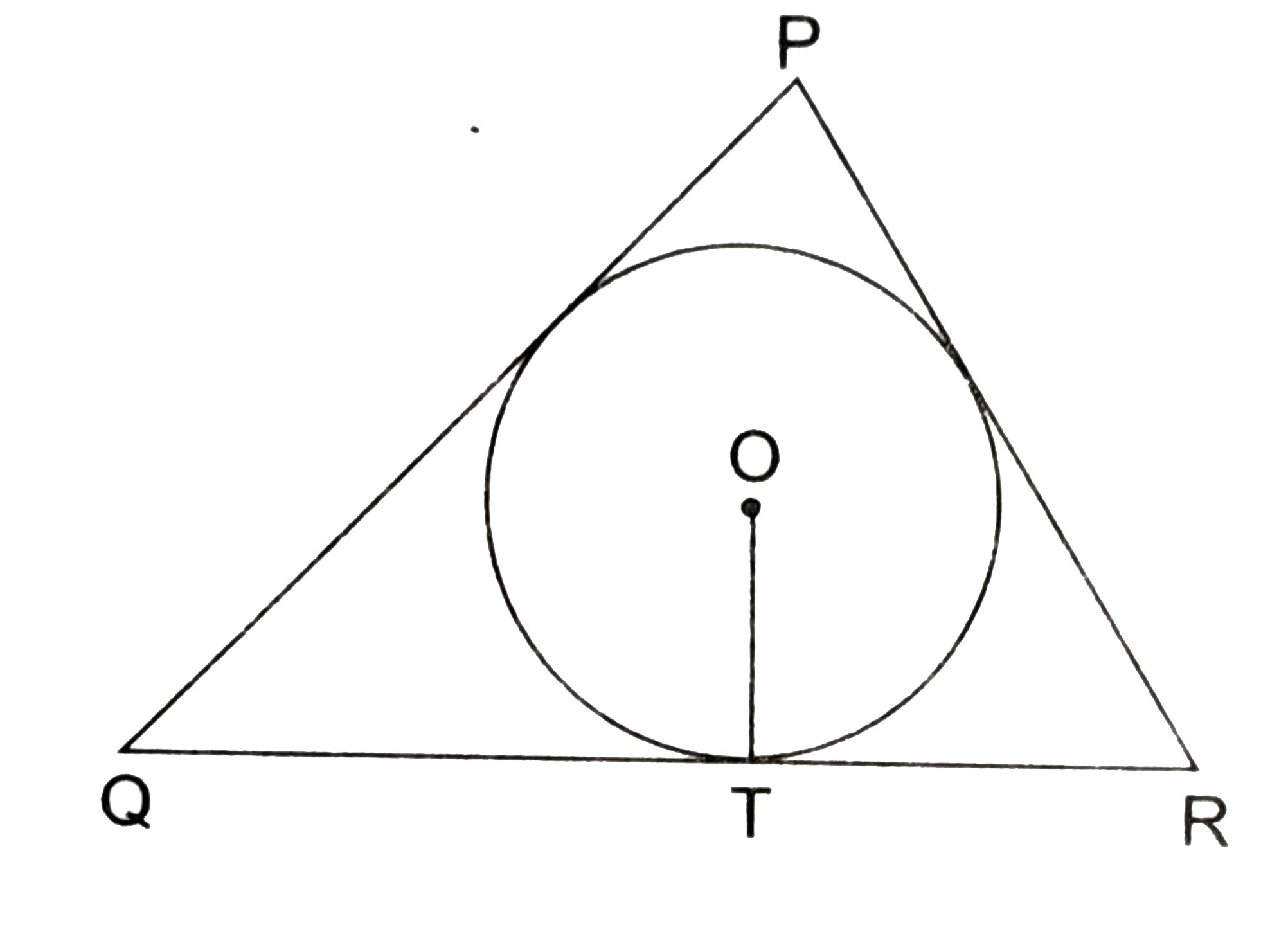 In the given figure, a triangle PQR is drawn to circumscribe a circle of radius 6cm such that the segments QT and TR into which QR is divided by the point of contact T, are of lengths 12cm and 9cm respectively. If the area of DeltaPQR=189cm^(2) then the length of side PQ is