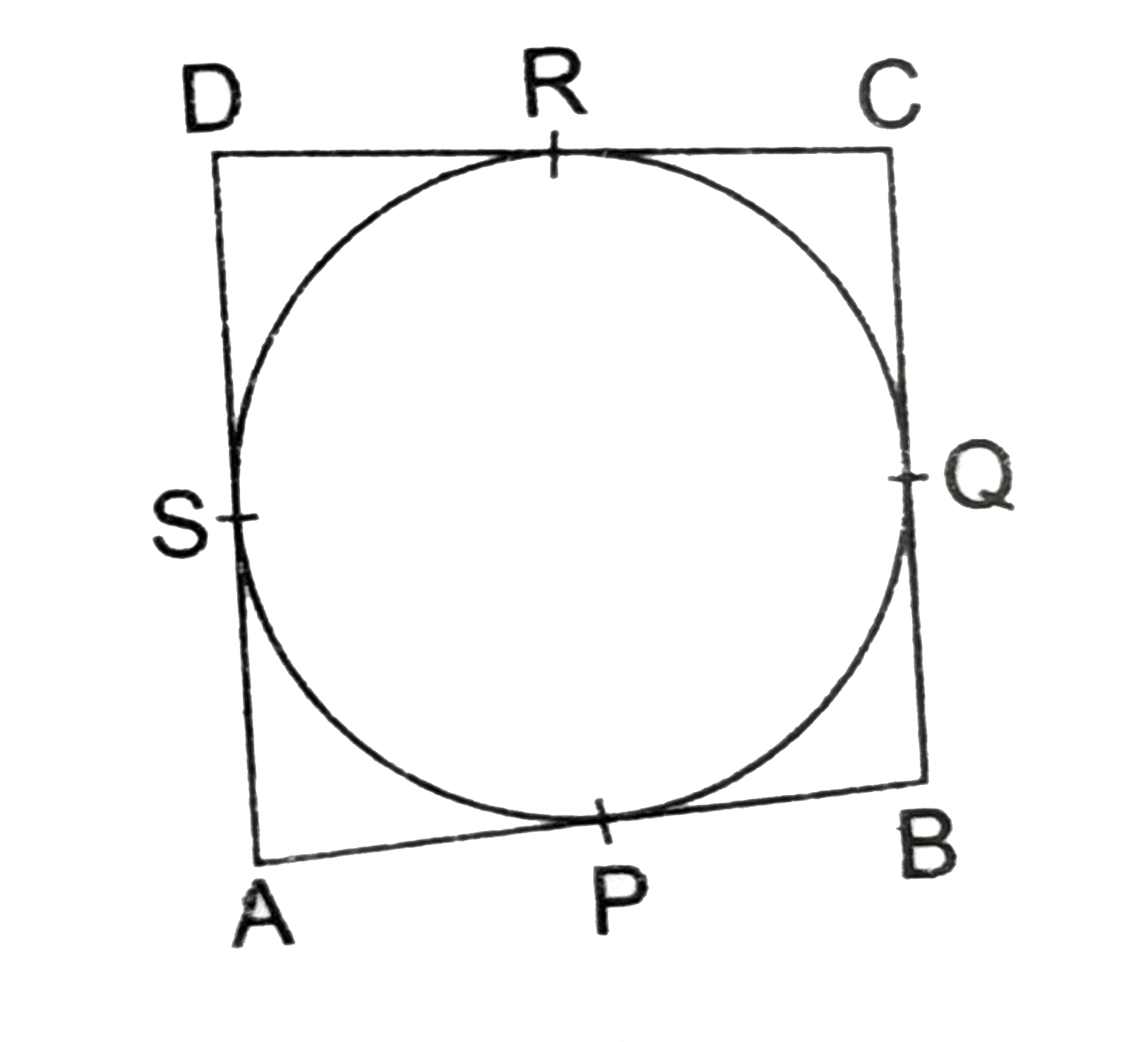 In the given figure, a quadrilateral ABCD is drawn to circumscribe a circle such that its sides AB, BC, CD and AD touch the circle at P,Q,R and S respectively. If AB=x cm, BC=7cm, CR=3cm and AS=5cm, find x.