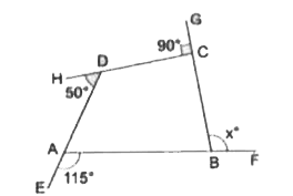 In the given figure, find the angle measure x.