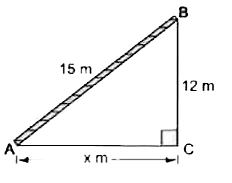 A 15-m long ladder is placed against a wall to reach a window 12 m high.Find the distance of the ladder from the wall.