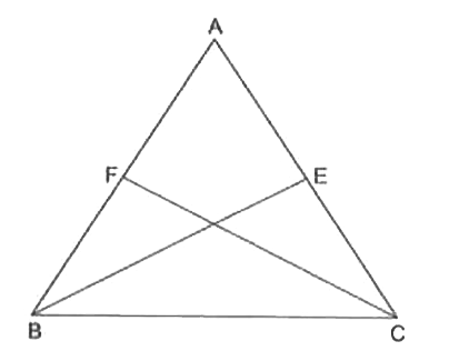 In the adjoining figure, /\ ABC is an isosceles triangle in which AB = AC. If E and F be the midpoints of AC and AB respectively, prove that BE = CF. Hint. Show that /\ BCF = /\ CBE.