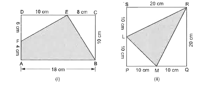 In the following figures, find the area of the shaded region.