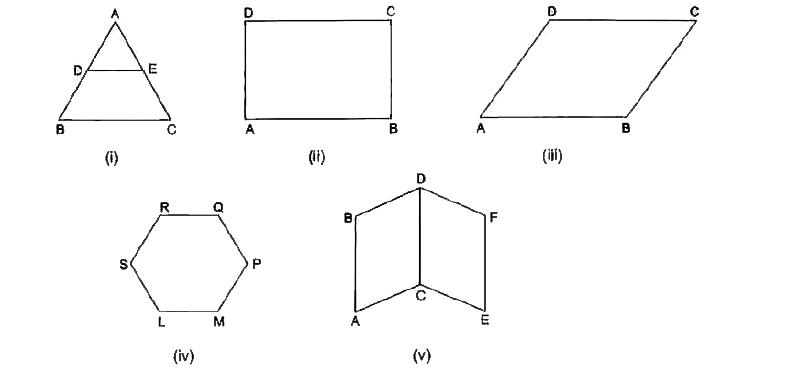 Identify parallel line segments in each of the figures given below :