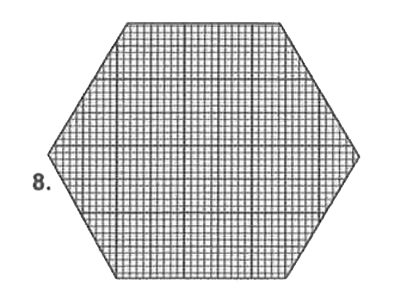 The followingfigures are drawn on a sheet of squared paper. Count the number of squares enclosed by each figure and find its area, taking the area of each square as 1cm^(2).