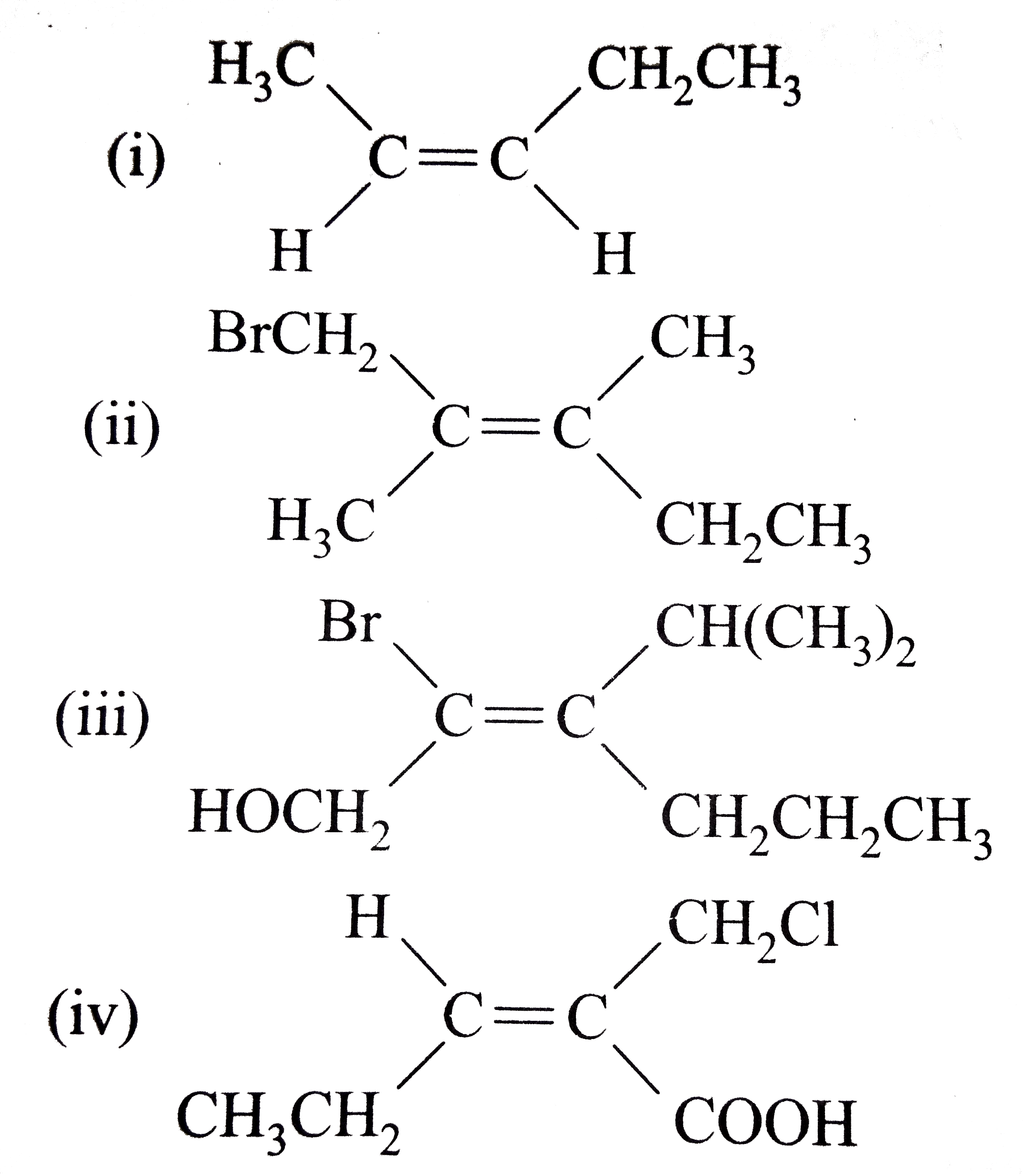 Which of the following compounds has Z configuration ?   (i)