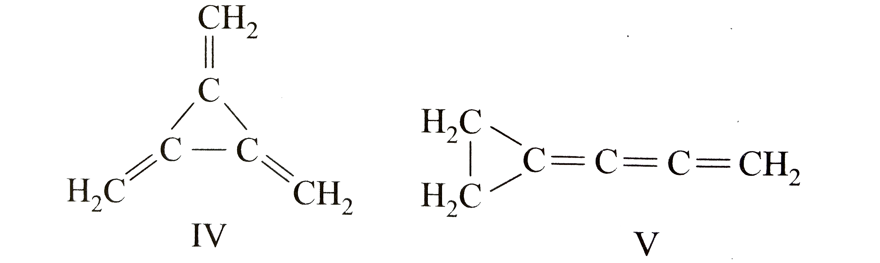 Consider the following structures of formula C(6)H(6)   underset((I))(HC-=C CH(2)CH(2)C-=CH)   underset((II))(HC-=C CH(2)C-=C CH(3))   underset((III))(HC-=C-C-=C-CH(2)CH(3))   Three isomeric monosubstitution products (neglecting streoisomers) are theoretically possible from