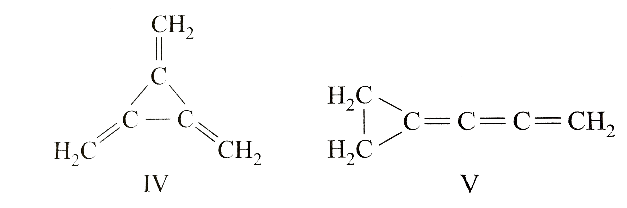 Consider the following structure of formula C(6)H(6)   underset(I)(HC-=C CH(2)CH(2)C-=CH)   underset(II)(HC-=C-CH(2)-C-=C-CH(3))   underset(III)(C-=C-C-=C-CH(2)CH(3))      Five isomeric disubsitution products are theoretically posible from