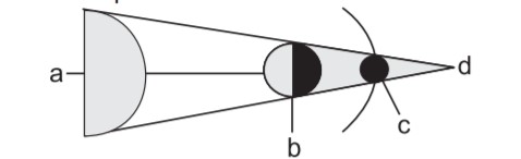 Look at the figure, it shows lunar eclipse, what will be the  earth in it?