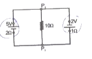 5 वोल्ट की एक बैटरी जिसका आन्तरिक प्रतिरोध 2 ओम   तथा एक 2 वोल्ट की अन्य बैटरी जिसका आन्तरिक प्रतिरोध 1 ओम है, को 10 ओम के प्रतिरोध से चित्रनुसार जोड़ते हैं। 10 ओम के प्रतिरोध में प्रवाहित धारा है