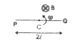 2l  लम्बाई की एक छड़ PQ, इसके मध्य बिन्दु C के परित एक समान चुम्बकीय क्षेत्र B में घूर्णन कर रही है। तथा B की दिशा छड़ के घूर्णन तल के लम्बवत है। PQ तथा PC के मध्य प्रेरित वि.वा. बल ज्ञात करे| PC तथा QCभाग का विद्युत परिपथ बनाए।