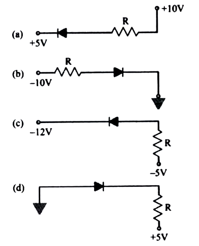 निम्न चित्र में, कौनसा डायोड अग्र बायसित है:
