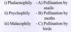 Match the following and select the correct option: