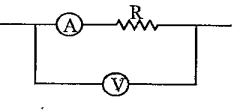 In the circuit shown below, the ammeter and the voltmeter readings are 3A and 6V respectively. Then, the value of the resistance R is: