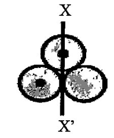 Three identical spherical shells, each of mass m and radius r are placed as shown in figure. Consider an axis XX which is touching to two shells and passing through diameter of third shell:Moment of inertia of the system consisting of these three spherical  shells about ' XX' axis is