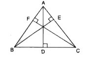 सिद्ध करें की  के त्रिभुज की परिमिति इसके तीन शीर्षलम्बो के योग से बड़ी होती है।