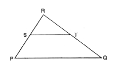 दिए गए त्रिभुज Delta PQR में दिया है, कि ST || PQ ,   यदि PR = 12 ,RS = 4, QR = 24 हो, तो  RT  ज्ञात करें।