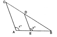 दिए गए त्रिभुज Delta ABC में दिया है कि-    / A = / E = x^(@)     यदि CD = 7 , BC = 21, BE = 10, हो, तो AE ज्ञात कीजिए।