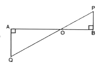 दी गई आकृति में , QA  व PB  रेखा AB  के लंबवत हैं।  यदि  AO = 10 सेमी., BO =  6 सेमी.  तथा PB = 9  सेमी.  हो, तो लम्ब भुजा  AQ ज्ञात कीजिए।