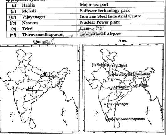 (a) Two places 'A' and 'B' are marked on the given political outline map of India. Identify them and write their correct names on the lines drawn near them. 2 (A) The place where the Indian National Congress Session was held. (B) The place where Indigo Planters organized Satyagraha. (b) On the same outline Map of India, locate and label any four of the following with appropriate symbols:       Name the state where Jallianwala Bagh incident took place.