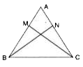 The following figure shows a triangle ABC in which AB = AC. M is a point on AB and N is a point on AC such that BM = CN. Prove that :   (i) AM = AN   (ii) Delta AMC ~= Delta ANB   (iii) BN = CM   (iv) Delta BMC ~= Delta CNB
