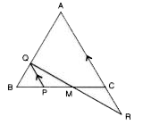 In the following figure, ABC is an equilateral triangle in which QP is parallel to AC. Side AC is produced upto point R so that CR = BP.      Prove that QR bisects PC.