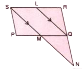 In parallelogram PQRS. L is mid-point of side SR and SN is drawn parallel to LQ which meets RQ produced prove that :      SP=(1)/(2)RN