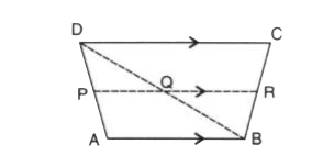 The following figure shows a trapezium ABCD in which AB // DC. P is the mid-point of AD and PR // AB. Prove that:   PR = (1)/(2)(AB + CD)