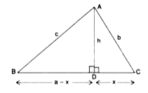 In the figure, given below, AD | BC.    Prove that : c^(2)=a^(2)+b^(2)-2ax.