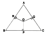 In the following figure, OP, OQ and OR are drawn perpendiculars to the sides BC, CA and AB repectively of triangle ABC. Prove that :    AR^(2)+BP^(2)+CQ^(2)=AQ^(2)+CP^(2)+BR^(2)