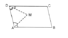 In the figure, given below, AM bisects angle A and DM bisects angle D of parallelogram ABCD. Prove that: angleAMD= 90^(@)