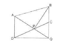 ABCD is a parallelogram, a line through A cuts DC at point P and BC produced at Q.   Prove that triangle BCP is equal in area to triangle DPQ.
