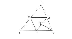 The following figure shows a triangle ABC in which P, Q and R are mid-points of sides AB, BC and CA respectively. S is mid-point of PO.   Prove that : ar.(DeltaABC)=8xxar.(DeltaQSB)