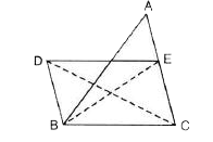 In the following figure, BD is parallel to CA, E is mid-point of CA and BD = (1)/(2) CA.   Prove that : ar.(DeltaABC)=2xxar.(DeltaDBC)